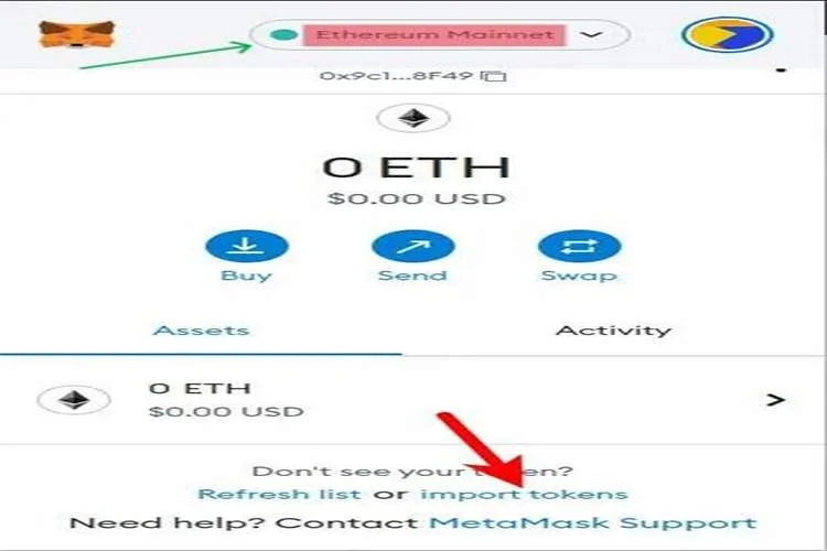 اضافه کردن تتر به کیف پول متامسک