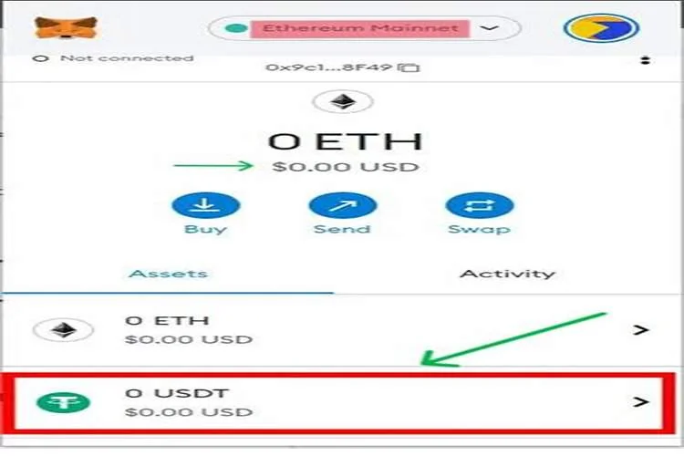 اضافه کردن تتر به کیف پول متامسک3