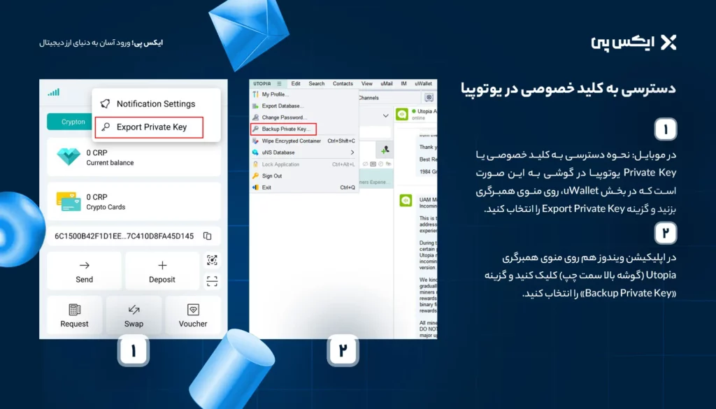 دسترسی به کلید خصوصی در یوتوپیا