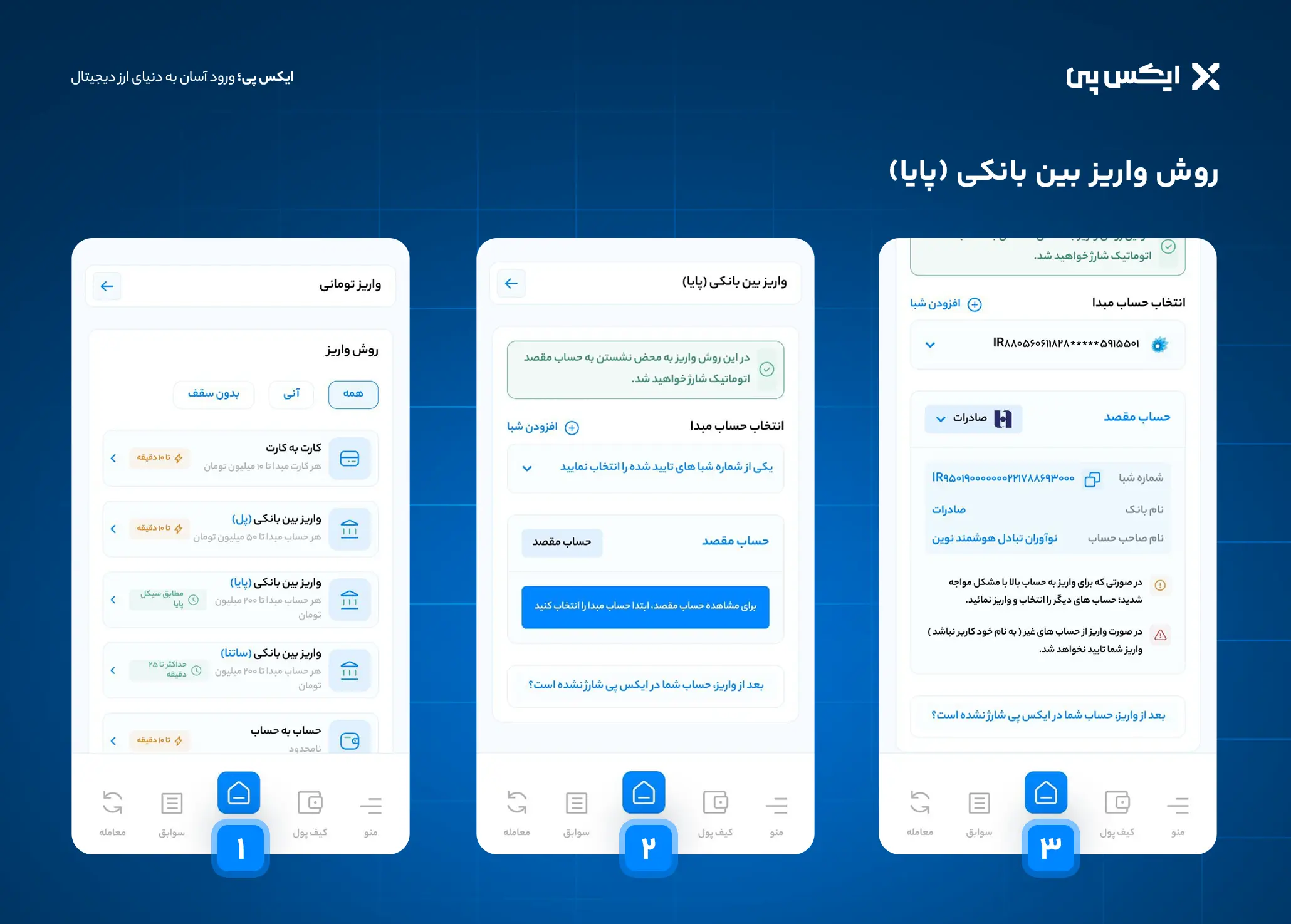 روش واریز بین بانکی (پایا) به ایکس پی روش واریز بین بانکی (پایا) به ایکس پی