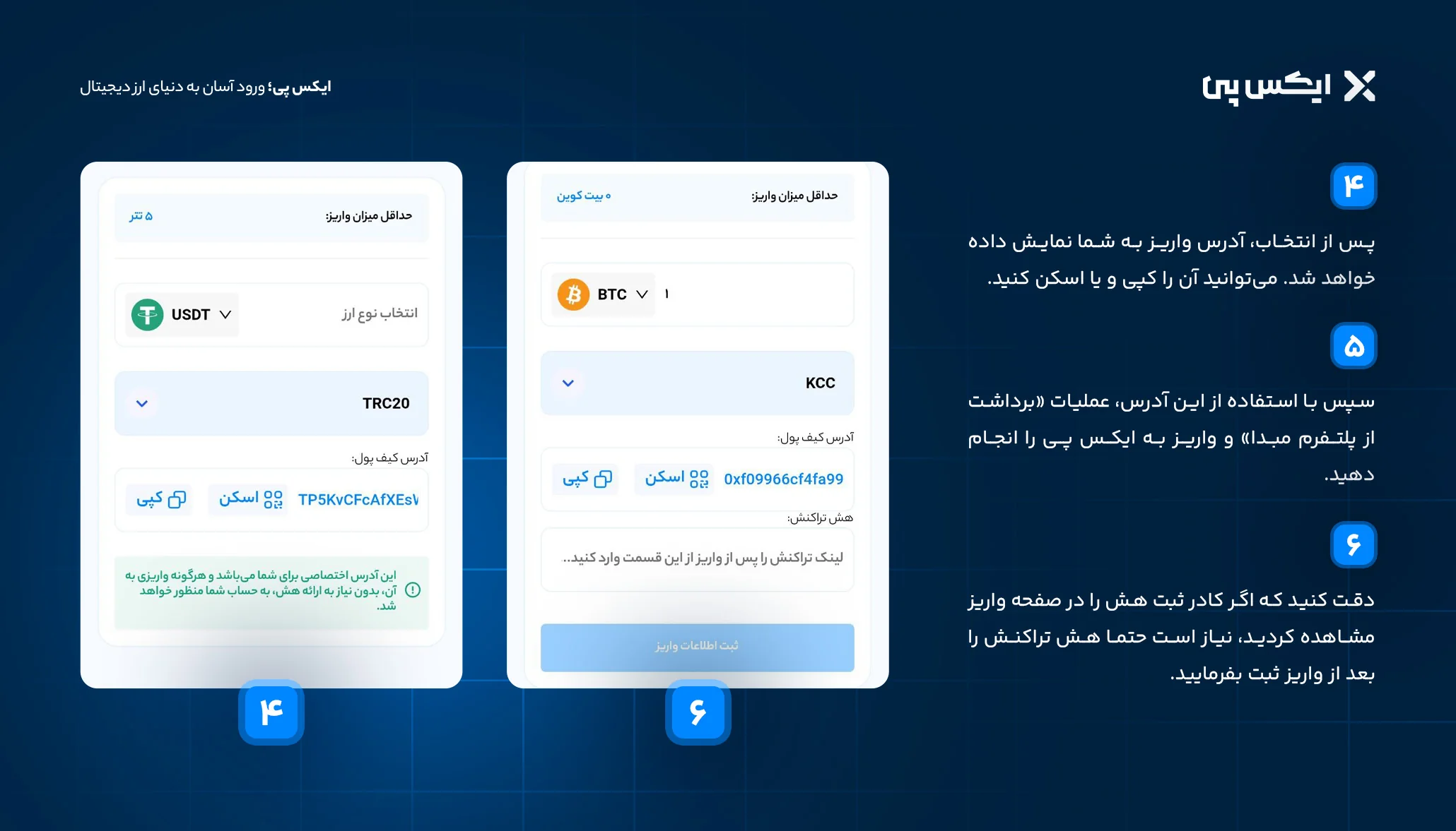 مراحل واریز ارزی به ایکس پی واریز ارزی به ایکس پس