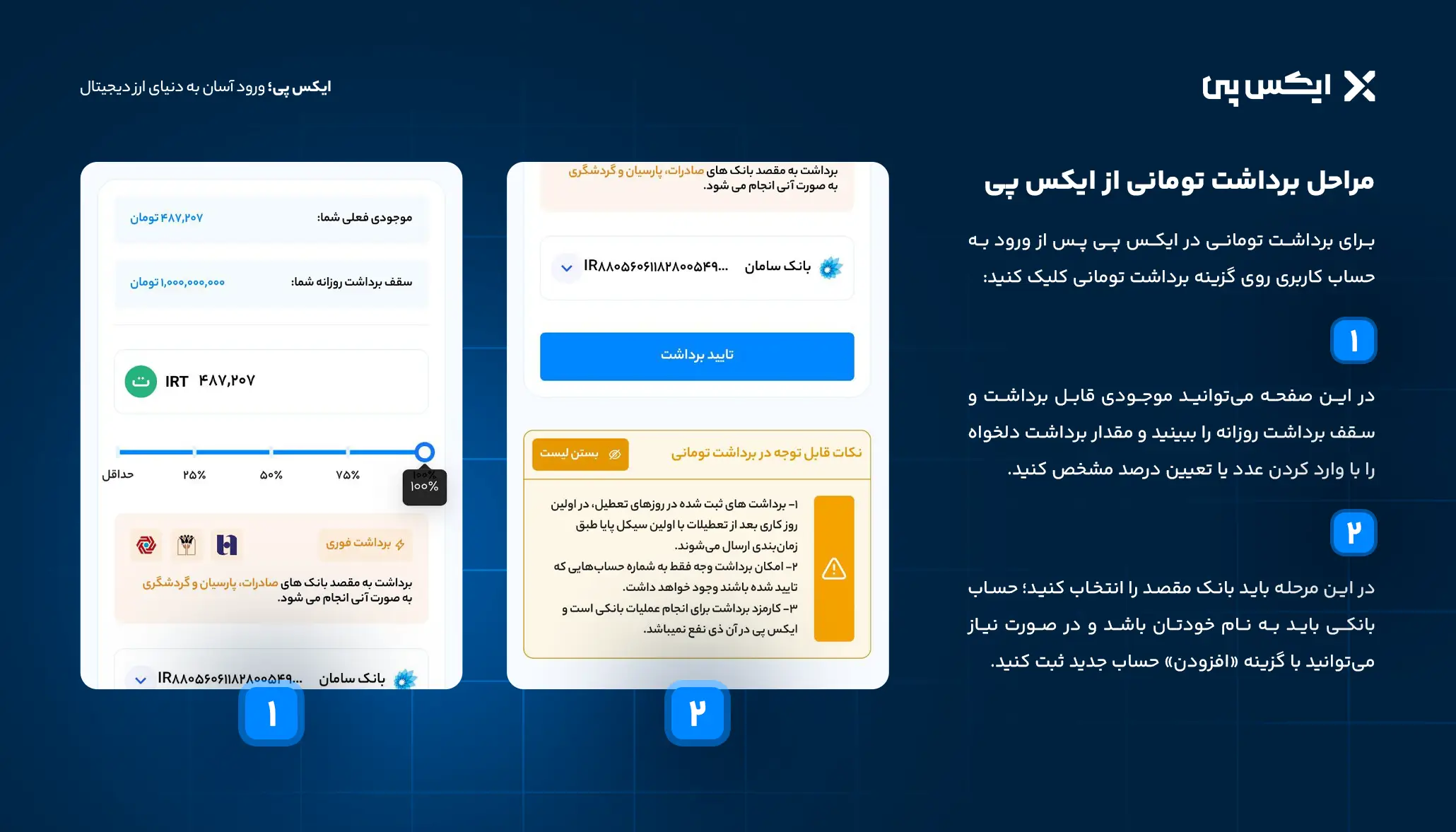 راهنمای برداشت تومانی از ایکس پی راهنمای برداشت تومانی از ایکس پی